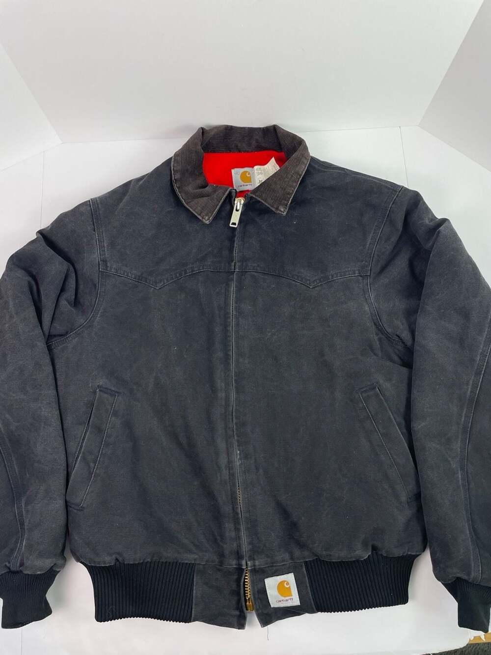 VTG Carhartt JQ2105 Black Santa Fe Jacket Quilted Lining Sz Large — Made in USA